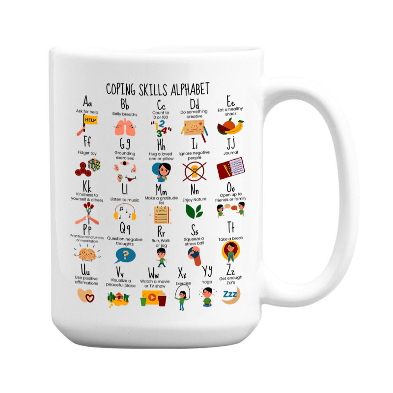 Coping Skills Alphabet Mental Health Awareness Counselor 15 Oz Coffee Mug | Artistshot