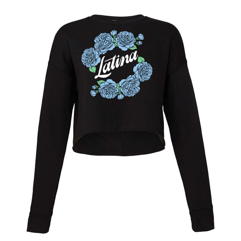 Latina Blue Rose For Dark Cropped Sweater by autlu2024 | Artistshot