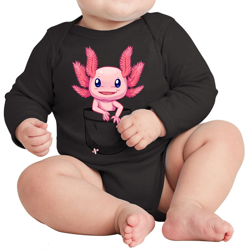 Pocket Cute Axolotl Long Sleeve Baby Bodysuit by Min03 | Artistshot