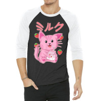 Japanese Anime Otaku Strawberry Milkshake Clothes 3/4 Sleeve Shirt | Artistshot