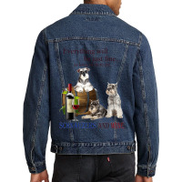 Miniature Schnauzer Just Fine With Wine Men Denim Jacket | Artistshot