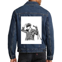 Leonard Cohen Original Hand Drawn Ink Print Men Denim Jacket | Artistshot