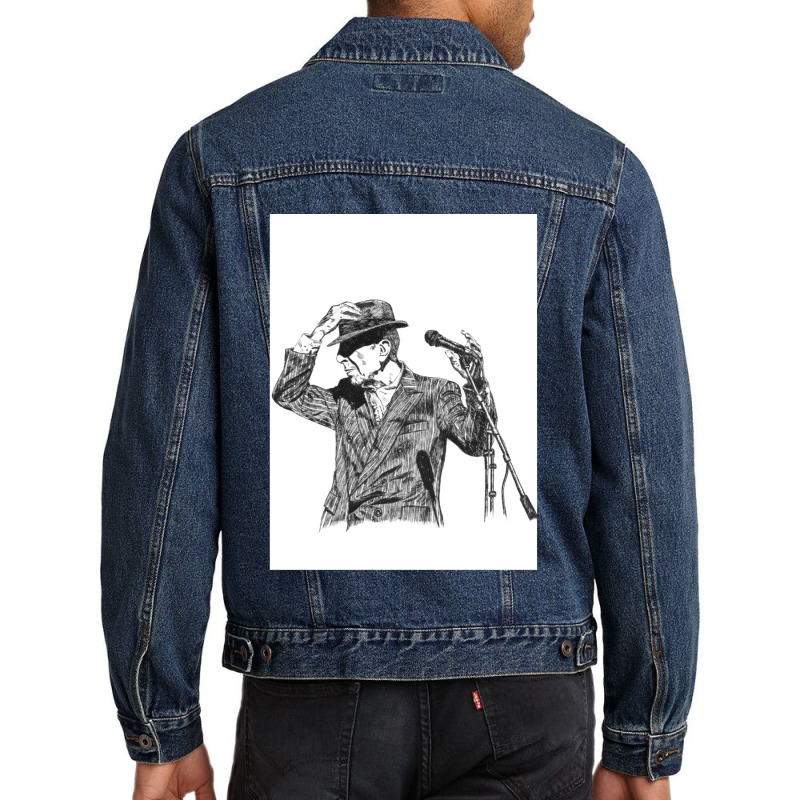 Leonard Cohen Original Hand Drawn Ink Print Men Denim Jacket by cm-arts | Artistshot