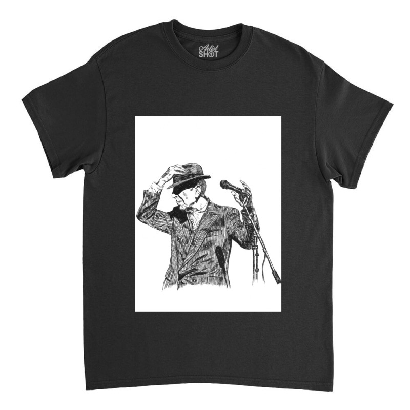 Leonard Cohen Original Hand Drawn Ink Print Classic T-shirt by cm-arts | Artistshot