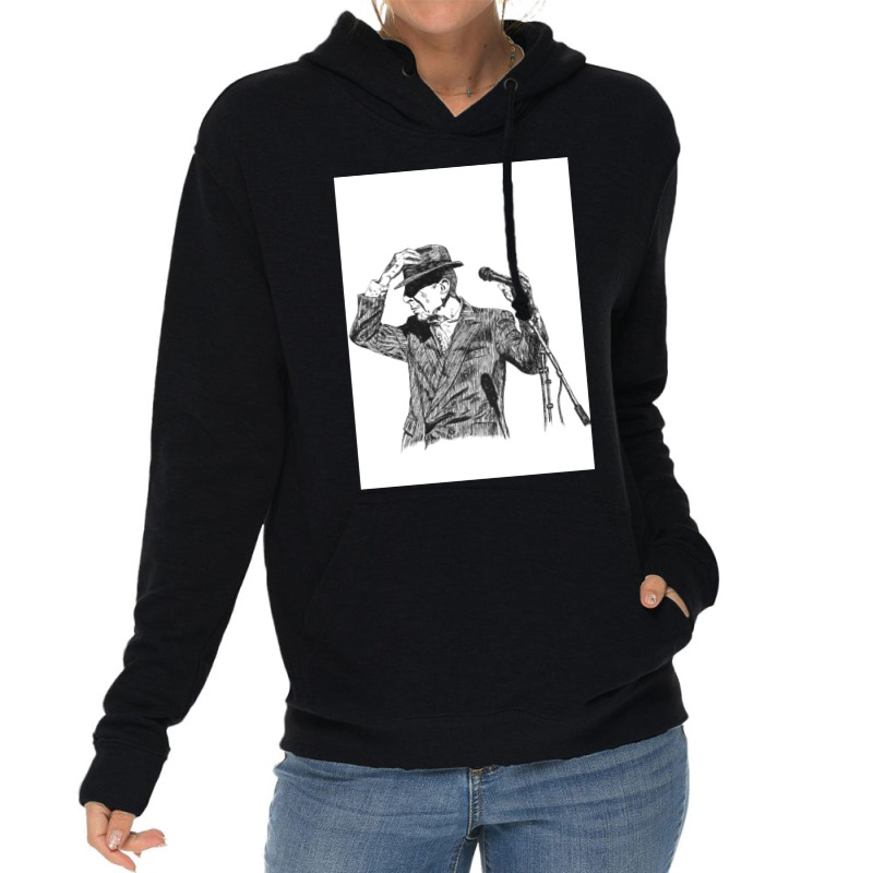 Leonard Cohen Original Hand Drawn Ink Print Lightweight Hoodie by cm-arts | Artistshot