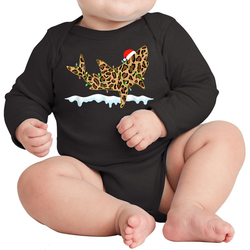 Shark Leopard Lights Christmas Matching Family T Shirt Long Sleeve Baby Bodysuit by hapusajehae | Artistshot