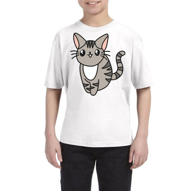 Gray Cat Smile Youth Tee | Artistshot