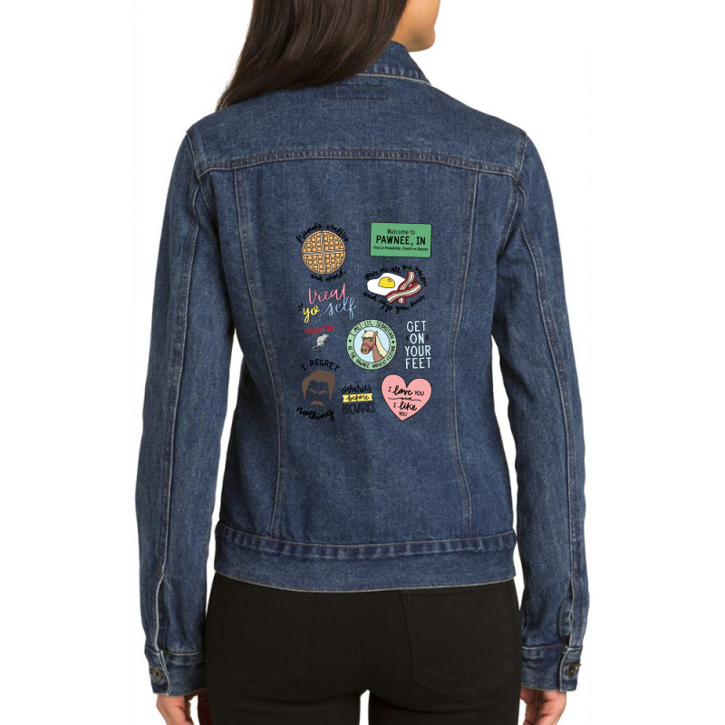 Parks And Recreation Tv Show Art Ladies Denim Jacket by CrystalDeaton | Artistshot