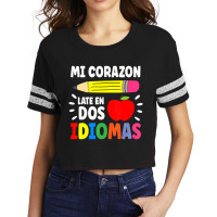 Mi Corazon Late En Dos Idiomas Bilingual Scorecard Crop Tee | Artistshot