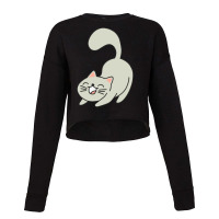 Stretch Gray Cat Cropped Sweater | Artistshot