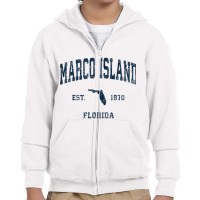 Marco Island Florida Fl Vintage Athletic Navy Sports Design Tank Top Youth Zipper Hoodie | Artistshot