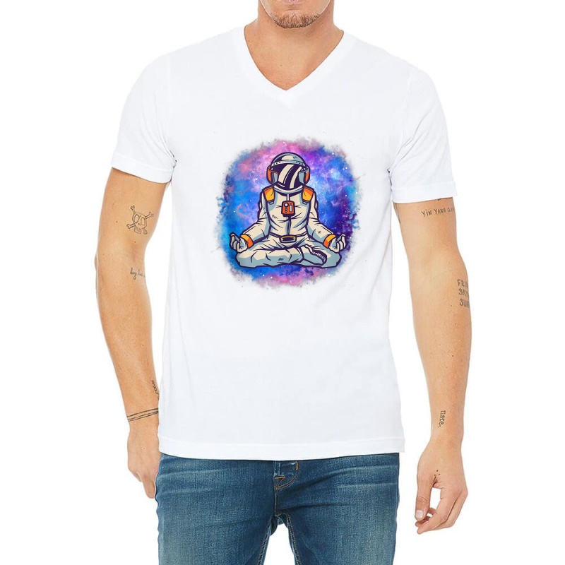 Yoga Meditating Astronaut In The Galaxy Lotus Meditation Tank Top V-Neck Tee by cm-arts | Artistshot