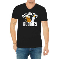 Drinking Buddies Funny New Dad Matching Father Toddler Baby T Shirt V-neck Tee | Artistshot