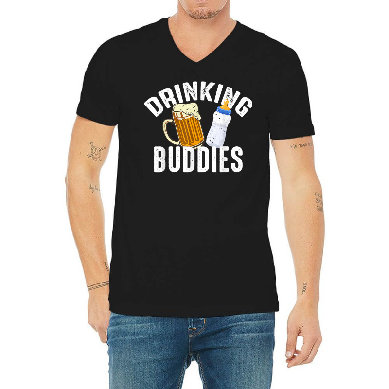 Drinking Buddies Funny New Dad Matching Father Toddler Baby T Shirt V-Neck Tee by cm-arts | Artistshot