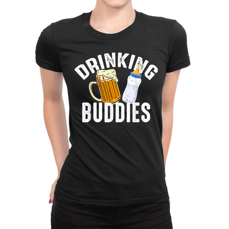 Drinking Buddies Funny New Dad Matching Father Toddler Baby T Shirt Ladies Fitted T-Shirt by cm-arts | Artistshot