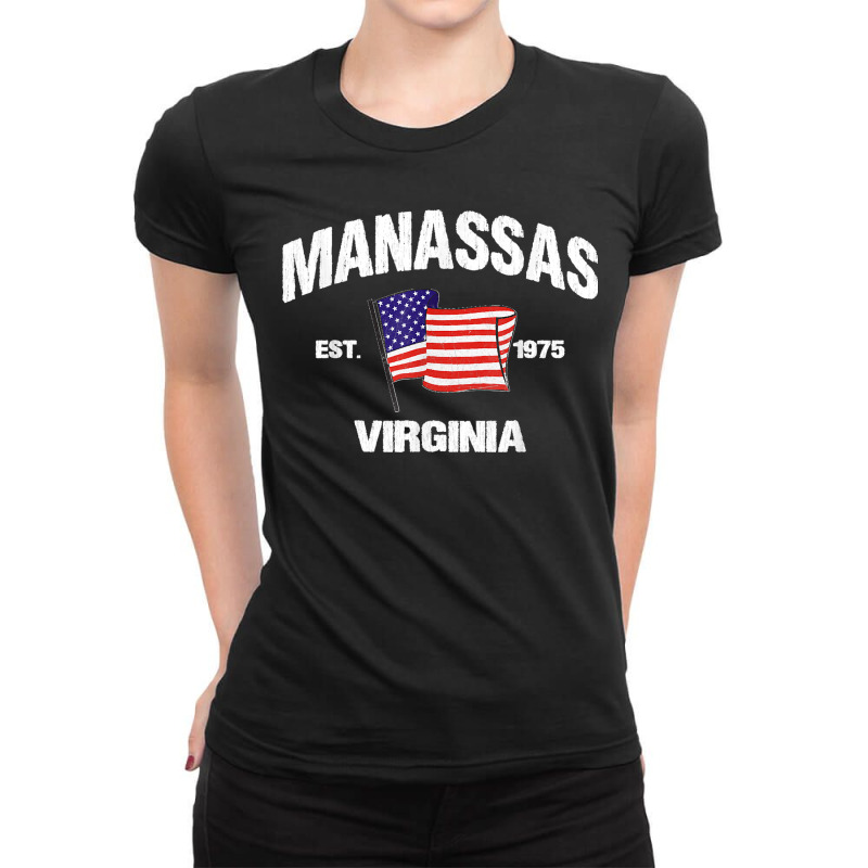 Manassas Virginia Va Usa Stars & Stripes Vintage Style Ladies Fitted T-Shirt by LUISRTORRES | Artistshot