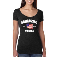 Manassas Virginia Va Usa Stars & Stripes Vintage Style Women's Triblend Scoop T-shirt | Artistshot