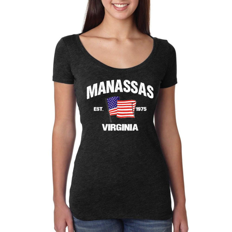 Manassas Virginia Va Usa Stars & Stripes Vintage Style Women's Triblend Scoop T-shirt by LUISRTORRES | Artistshot