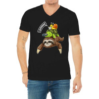 Funny Sloth Turtle Snail Piggyback Running Riding Team V-neck Tee | Artistshot