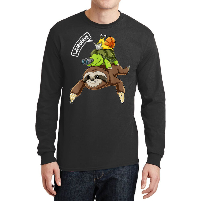 Funny Sloth Turtle Snail Piggyback Running Riding Team Long Sleeve Shirts by kevinnichols | Artistshot