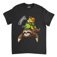 Funny Sloth Turtle Snail Piggyback Running Riding Team Classic T-shirt | Artistshot