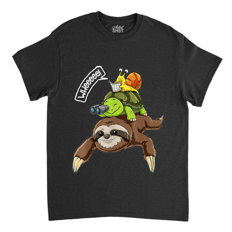 Funny Sloth Turtle Snail Piggyback Running Riding Team Classic T-shirt by kevinnichols | Artistshot