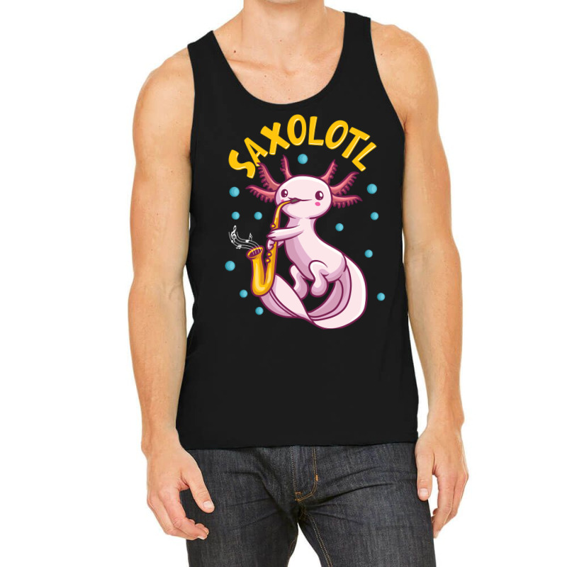 Saxolotl Sax Playing Axolotl Pun Walking Fish Tank Top | Artistshot