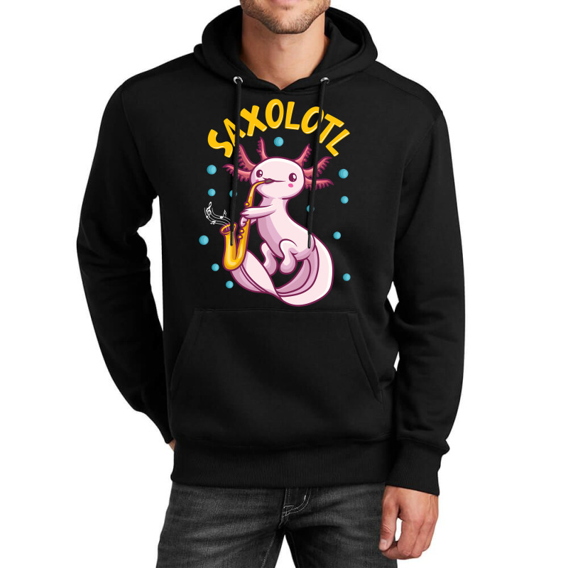 Saxolotl Sax Playing Axolotl Pun Walking Fish Unisex Hoodie | Artistshot