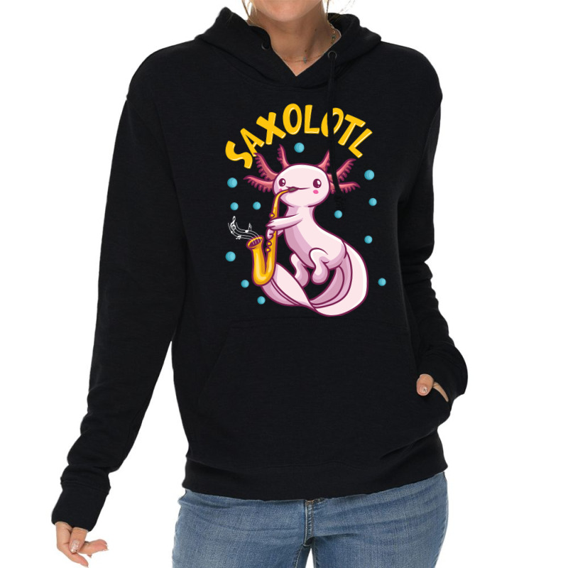 Saxolotl Sax Playing Axolotl Pun Walking Fish Lightweight Hoodie | Artistshot