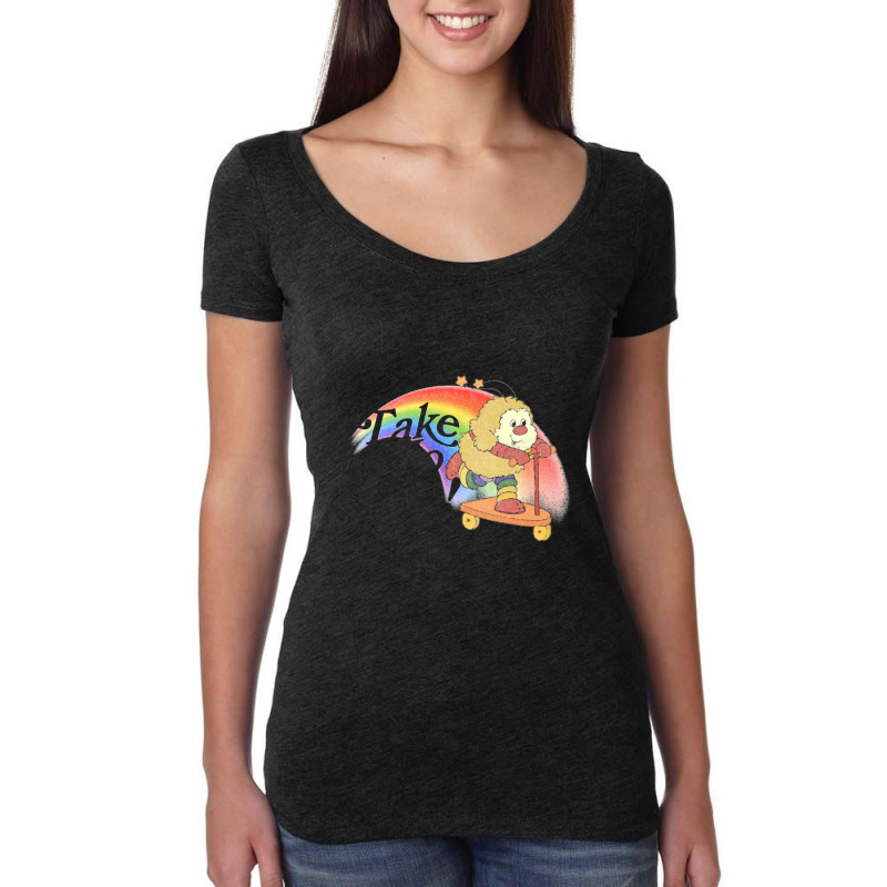 Take No Shit! Faded Style 80s Rainbow Meme Design   Nihilist Memes Women's Triblend Scoop T-shirt by Amparohudson | Artistshot