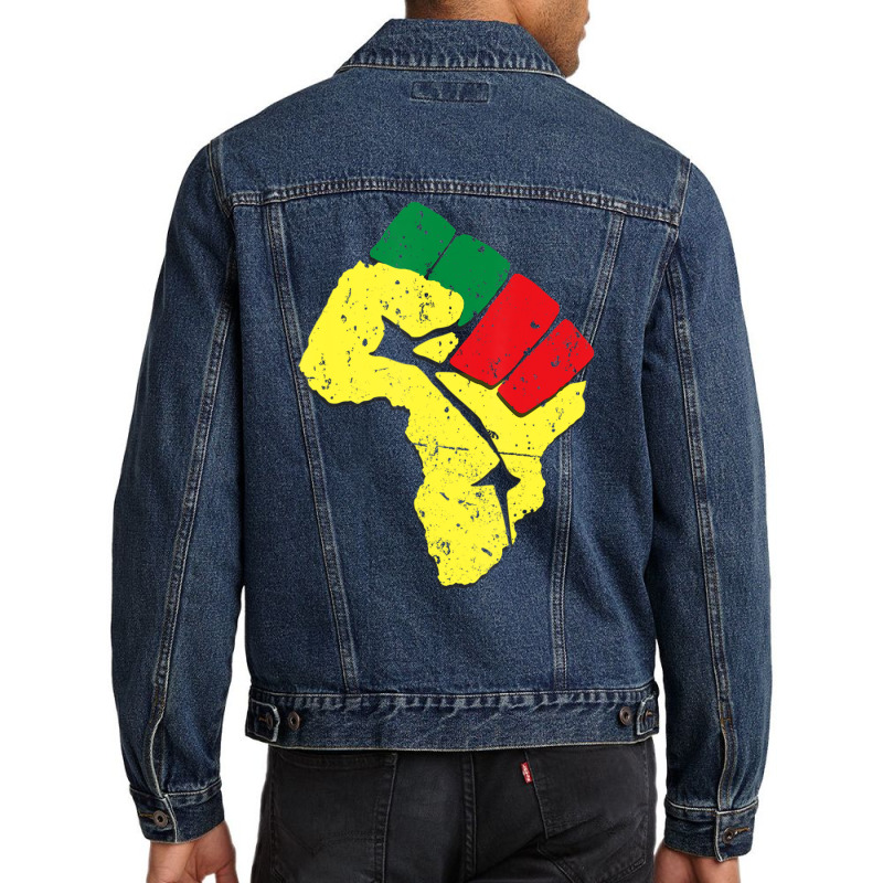 Black History Pan African Flag Colors Resist Fist Men Denim Jacket | Artistshot