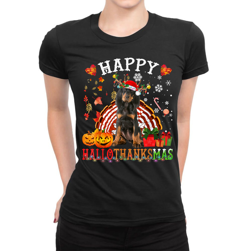 Halloween Thanksgiving Christmas Black And Tan Coonhound T Shirt Ladies Fitted T-Shirt by cm-arts | Artistshot