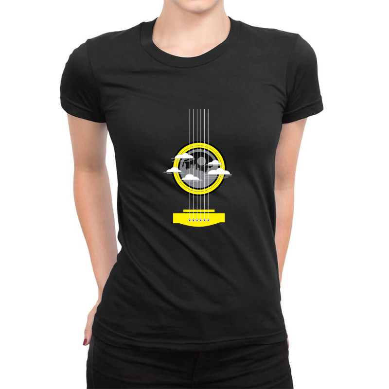 Yellow Guitar Strings Ladies Fitted T-Shirt by DavidJones | Artistshot