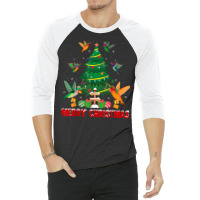 Merry Christmas Light Ugly Pajamas Santa Design Hat Xmas T Shirt 3/4 Sleeve Shirt | Artistshot