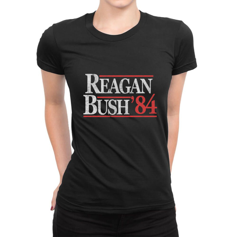 Vintage Reagan Bush 1984 T-shirt Ladies Fitted T-Shirt by HectorMarroquin | Artistshot