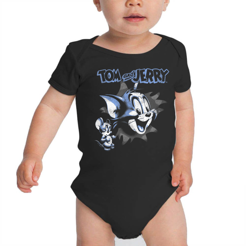 Tom And Jerry Pop Out Distressed Poster Baby Bodysuit | Artistshot