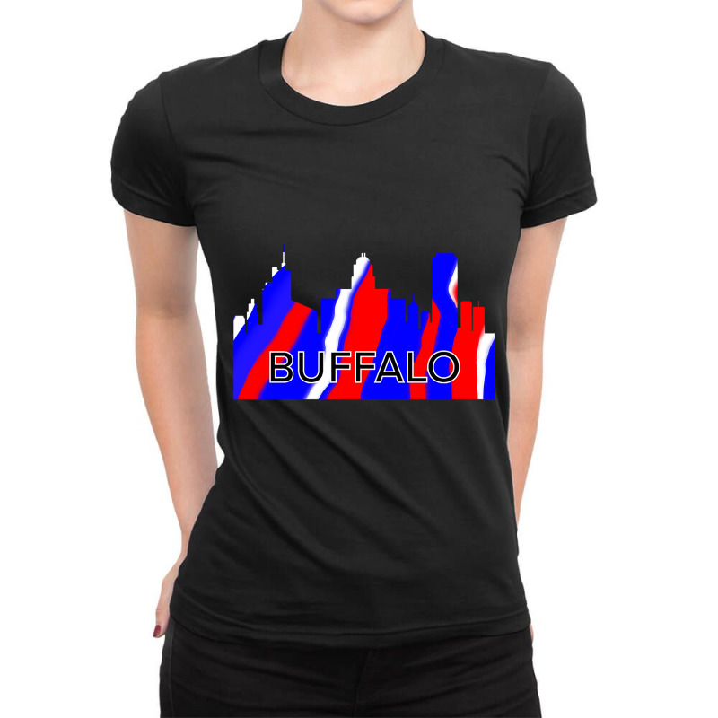 Buffalo Skyline Red White And Blue Ladies Fitted T-Shirt by Alyssa Willett | Artistshot