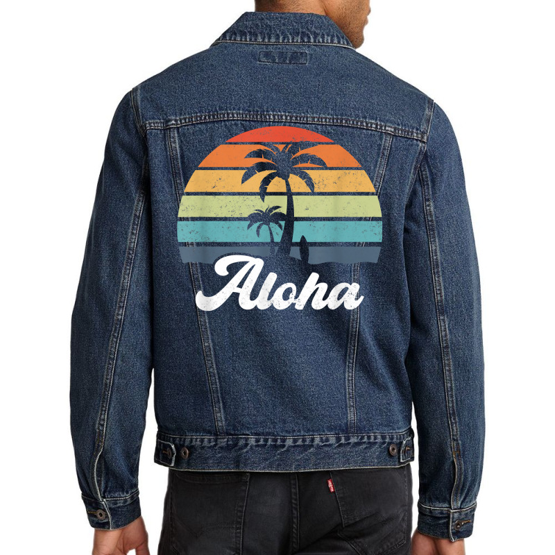 Aloha Hawaii Hawaiian Island Shirt Palm Beach Surfboard Surf T Shirt Men Denim Jacket by cm-arts | Artistshot