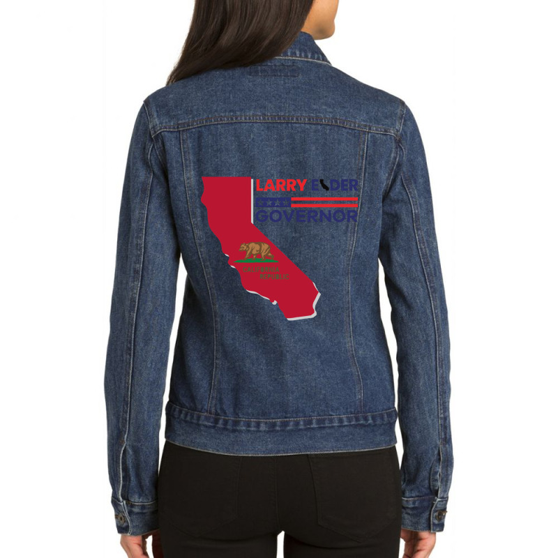 Larry Elder For California Governor Flag Newsom Funny Ladies Denim Jacket by OSWALDOLIMART | Artistshot