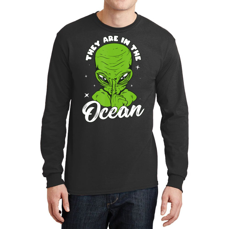 Alien Head They Are In The Ocean Extraterrestrial Ufo Long Sleeve Shirts by doboc | Artistshot