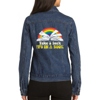 Love Reading Love Rainbows Gift Retro Rainbow Tshirt Ladies Denim Jacket | Artistshot