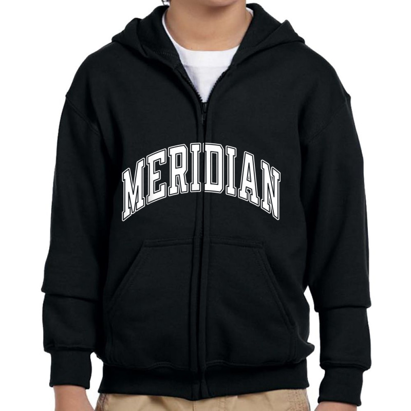 Meridian Idaho Id Varsity Style White Text T Shirt Youth Zipper Hoodie by cm-arts | Artistshot