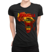 Happy Kwanzaa Shirt Africa Map 7 Principles Celebration T Shirt Ladies Fitted T-shirt | Artistshot