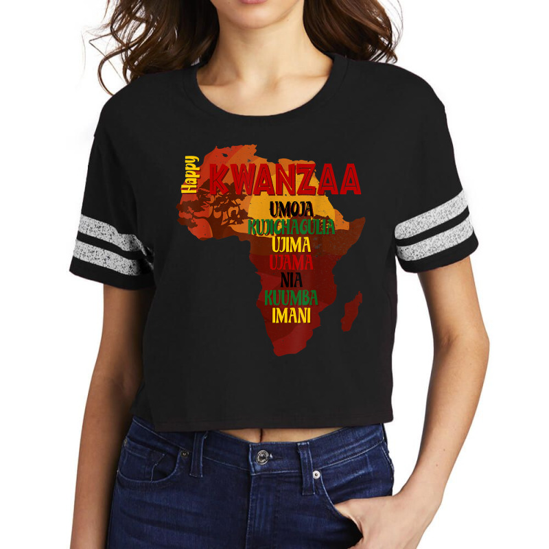 Happy Kwanzaa Shirt Africa Map 7 Principles Celebration T Shirt Scorecard Crop Tee by cm-arts | Artistshot