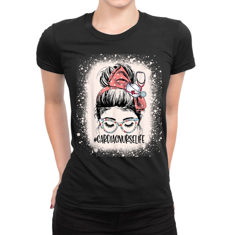 Messy Bun Cardiac Nurse Life Women Cardiac Doctor Cardiology T Shirt Ladies Fitted T-Shirt by cm-arts | Artistshot