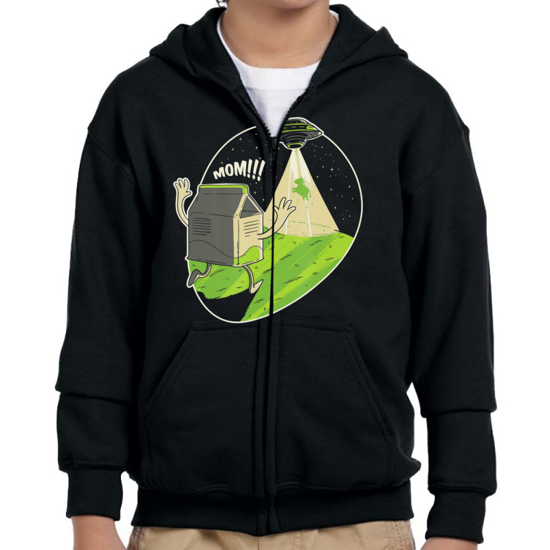 Satire Humor Milk Cow Alien Abduction Ufo Fan Space Youth Zipper Hoodie by phamkhao | Artistshot