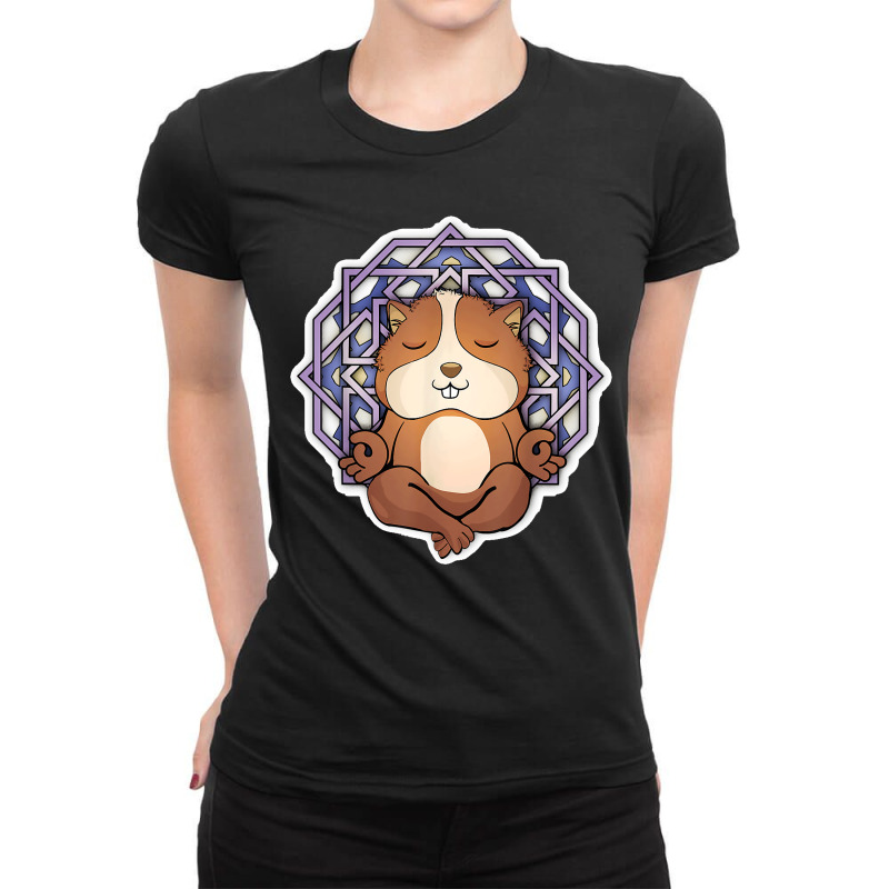 Guinea Pig Meditating Women Meditation Relaxation Yoga Ladies Fitted T-Shirt by kevinnichols | Artistshot