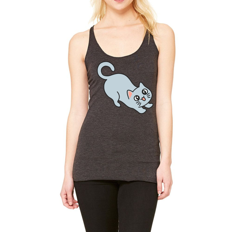 Blue Cat Stretching Racerback Tank by Morspective | Artistshot