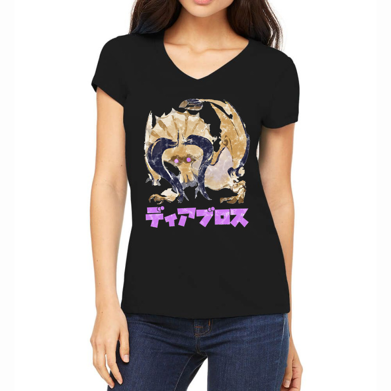 Monsters Hunters Rise Diabloss Kanjii Women's V-Neck T-Shirt by LUISRTORRES | Artistshot