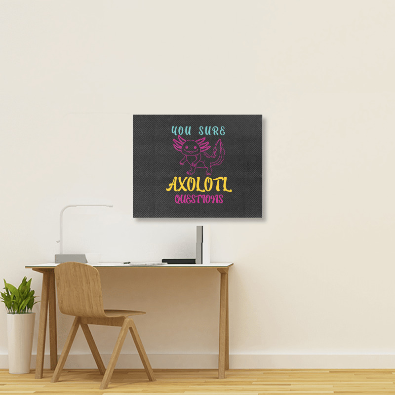 You Sure Axolotlquestions Pun, Funny Axolotl, And Cute Axolotl.-zaieh Landscape Canvas Print | Artistshot